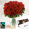 Amour - 40 ROSES ROUGES + CHOCOLATS - 