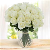 40 roses blanches et son vase