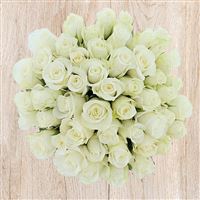 Bouquets ronds : 50 roses blanches