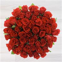 Bouquets ronds : 50 roses rouges