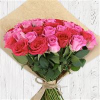 Bouquets ronds : 60 roses en camaïeu rose
