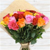 Bouquets ronds : 60 roses multicolores