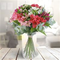 Bouquet d'alstroemerias roses XL et son vase