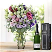 Bouquet de lisianthus pastel XL et son champagne