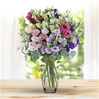 Bouquet de lisianthus pastel XL et son vase